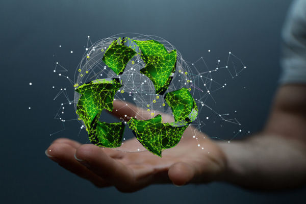 Graphic showing the earth with an eco-friendly symbol, emphasizing the need for public awareness about electronics recycling in municipal recycling programs.