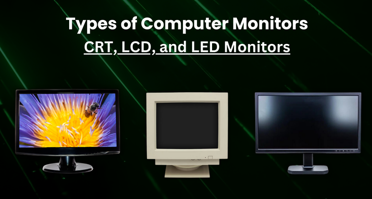 Comparative image of CRT, LCD, and LED monitors.